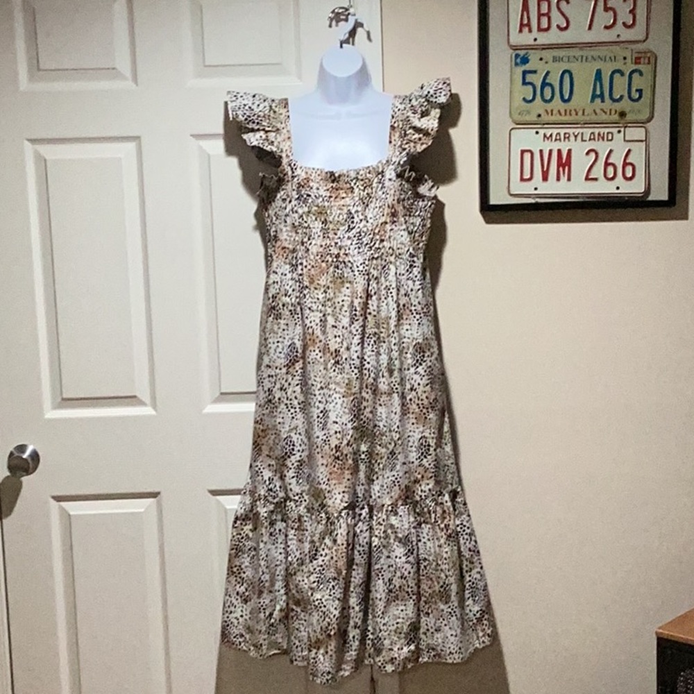 Sea New York Flutter Sleeve Leopard MIDI Dress - Size M